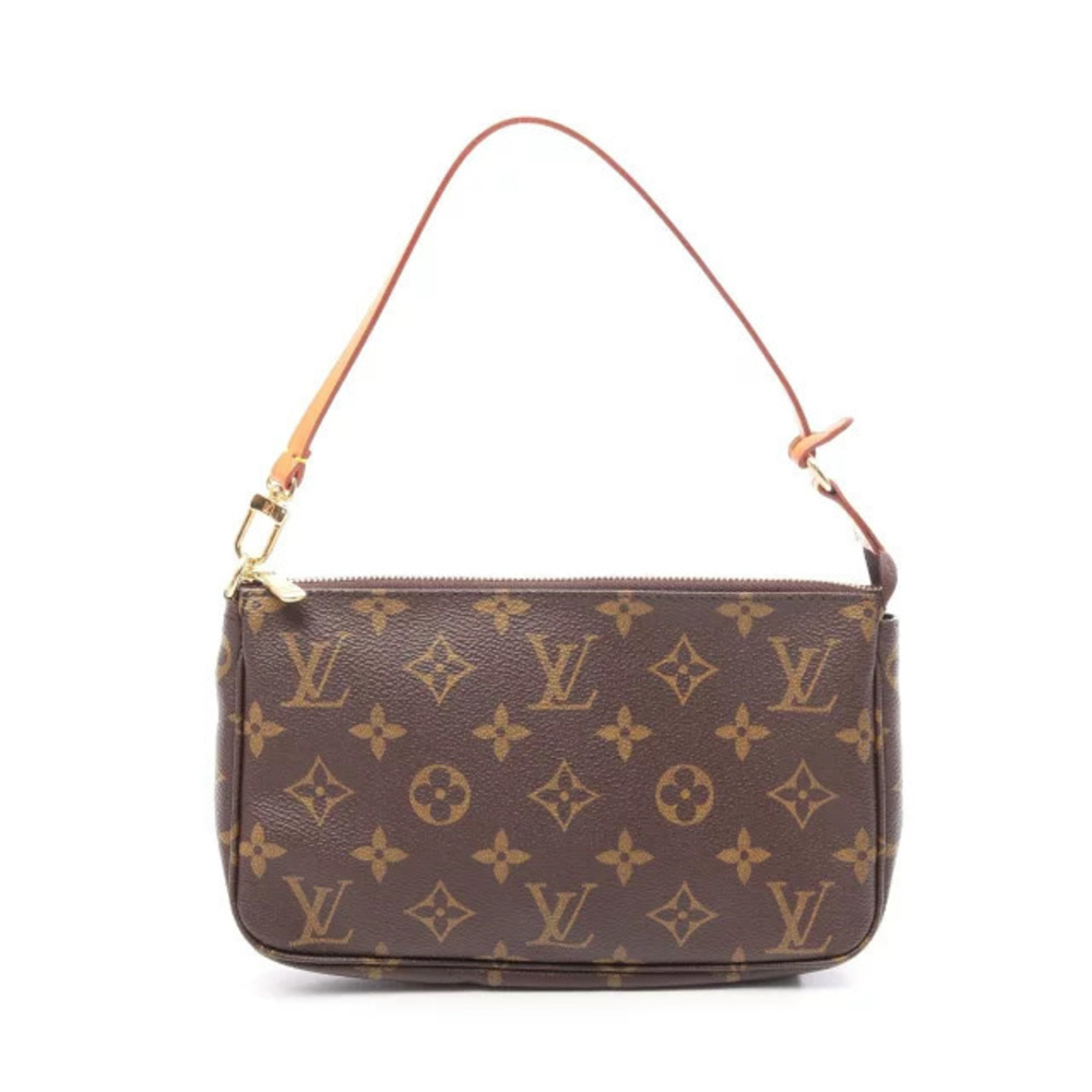 Louis Vuitton Pochette Accessoires Handbag Canvas Leather Monogram Brown